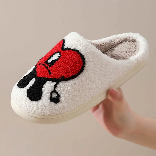 Heart Plush Slippers | Winter Slides | Bad Bunny Slides